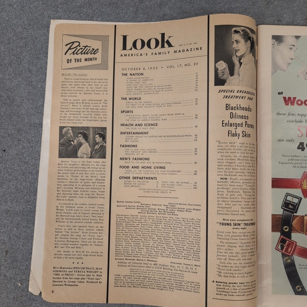 LOOK Magazine October 6 1953 Ava Gardner Notre Dame Football Arthur Godfrey - Picture 2 of 3